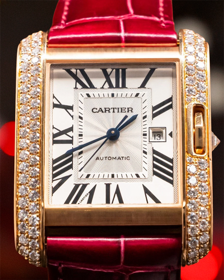 Cartier Tank Anglaise Large 29.8MM Silver Dial Leather Strap (WT100016)