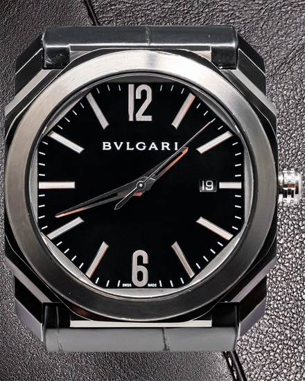 Bvlgari Octo Solotempo 41MM Black Dial Leather Strap (BGO41S)
