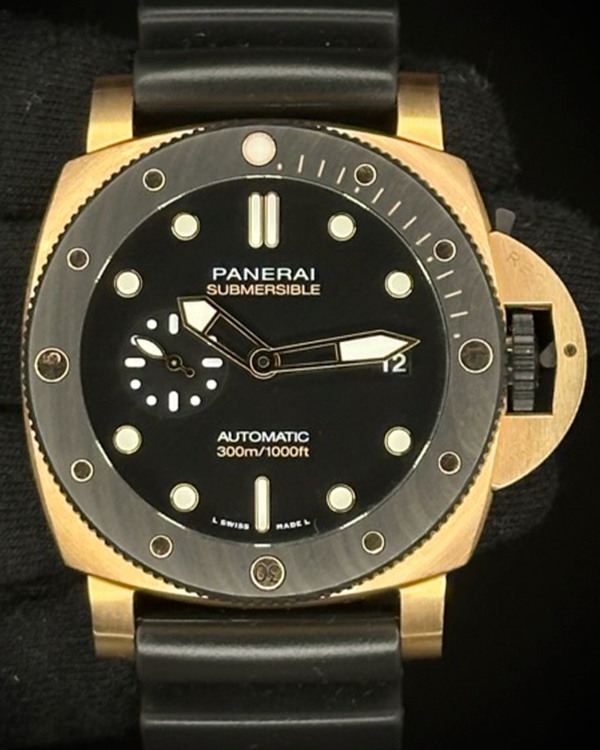 2022 Panerai Submersible Goldtech 44MM Black Dial Rubber Strap (PAM01070)