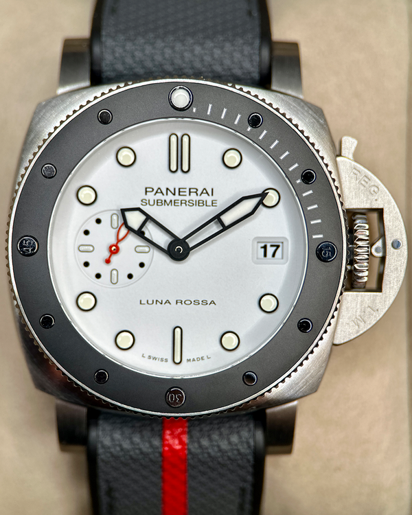 2025 Panerai Submersible "Luna Rossa" 42MM White Dial Rubber Strap (PAM01579)