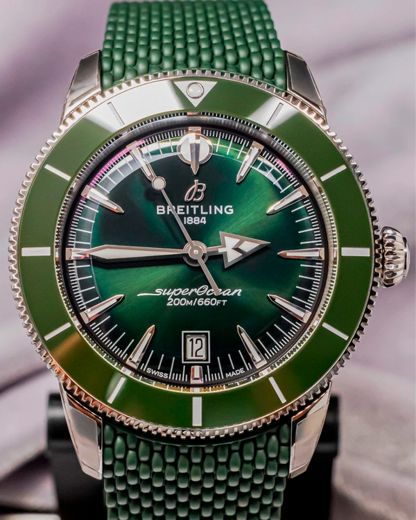 Breitling Superocean Heritage 44MM Green Dial Rubber Strap (AB3112361L1S)