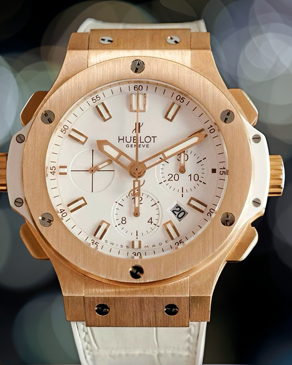 2013 Hublot Big Bang Chronograph 44MM White Dial Leather Strap (301.PE.2180.RW)