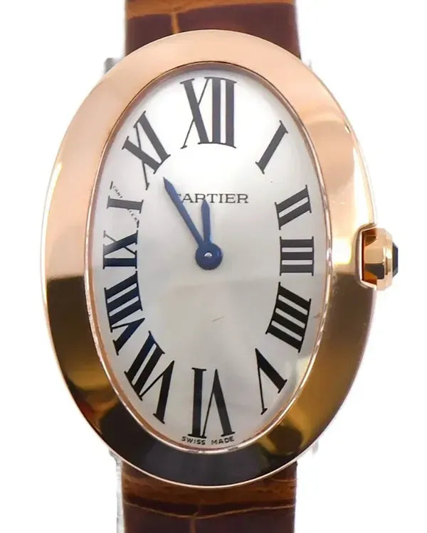 Cartier Baignoire 24MM x 32MM Quartz Silver Dial Leather Strap (W8000007)