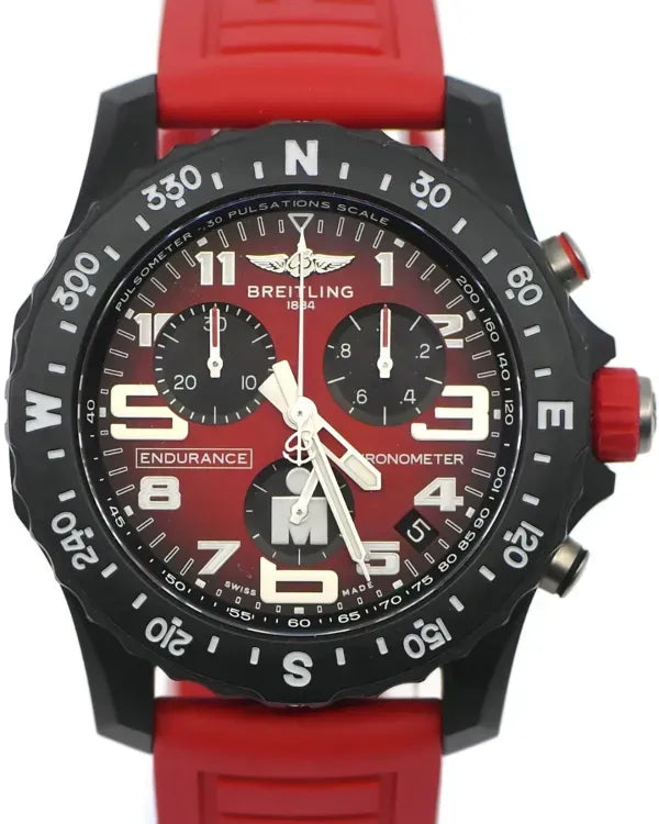 2019 Breitling Endurance Pro "Ironman" S.E. 44MM Quartz Red Dial Rubber Strap (X82310)