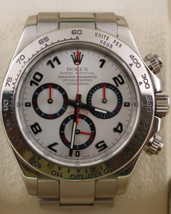 2007 Rolex Cosmograph Daytona 40MM Silver "Racing" Dial White Gold Oyster Bracelet (116509)