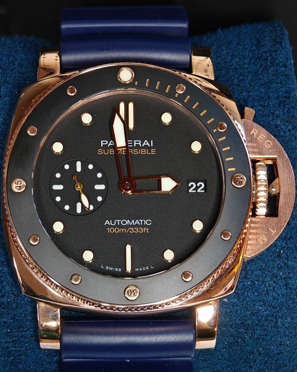 2020 Panerai Submersible Goldtech 42MM Black Dial Rubber Strap (PAM00974)