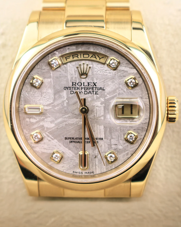 2003 Rolex Day-Date 36MM Meteorite Dial Yellow Gold Oyster Bracelet (118208)