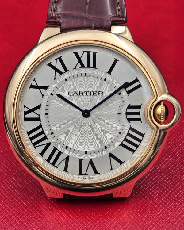 2016 Cartier Ballon Bleu 46MM Silver Dial Leather Strap (W6920054)