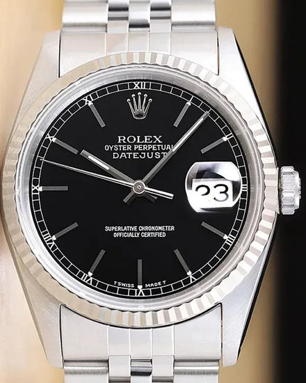 Rolex Datejust 36MM Black Dial Jubilee Bracelet (16234)