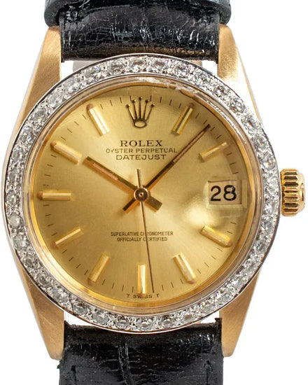 Rolex Datejust 31MM Champagne Dial Aftermarket Leather Strap (6827)