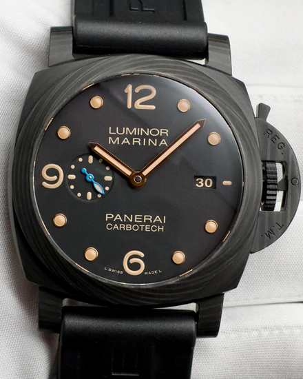 2018 Panerai Luminor Marina 1950 3 Days Carbotech 44MM Black Dial Rubber Strap (PAM00661)