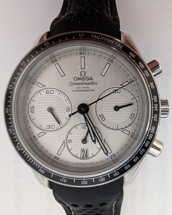 Omega Speedmaster Racing 40MM Silver Dial Aftermarket Rubber Strap (326.30.40.50.02.001)