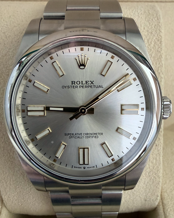 2022 Rolex Oyster Perpetual 41MM Silver Dial Oyster Bracelet (124300)