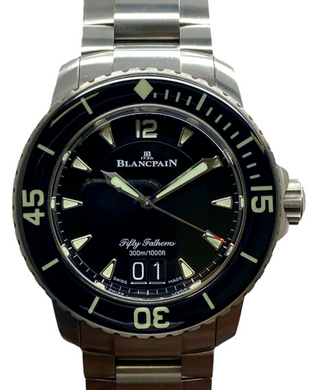 Blancpain Fifty Fathoms Grande Date 45MM Black Dial Titanium Bracelet (5050-12B30-98B)