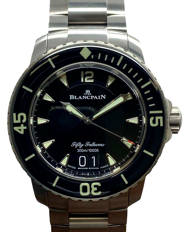Blancpain Fifty Fathoms Grande Date 45MM Black Dial Titanium Bracelet (5050-12B30-98B)