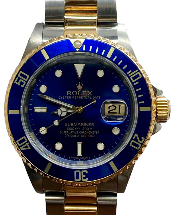 1988 Rolex Submariner Date "Bluesy" 40MM Blue Dial Two-Tone Oyster Bracelet (16613)