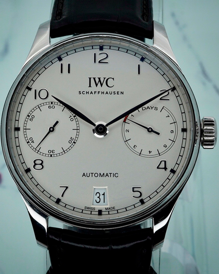 IWC Schaffhausen Portugieser 7 Days 42.3MM Silver Dial Leather Strap (IW500712)