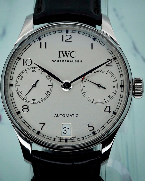 IWC Schaffhausen Portugieser 7 Days 42.3MM Silver Dial Leather Strap (IW500712)