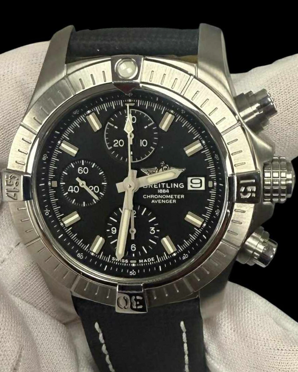 Breitling Avenger Chronograph 43MM Black Dial Leather Strap (A13385101B1X1)