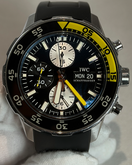 IWC Schaffhausen Aquatimer Chronograph 44MM Black Dial Rubber Strap (IW376702)