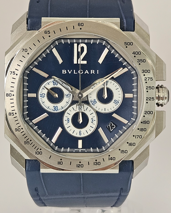 2015 Bvlgari Octo Chronograph "Maserati" L. E. 41MM Blue Dial Leather Strap (BG041C3SLDCH/MAS)