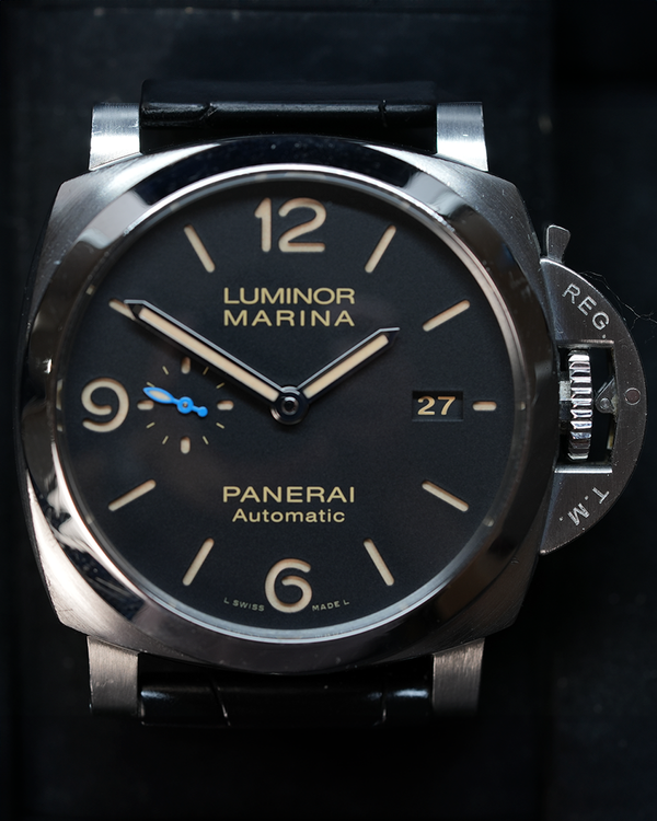 2018 Panerai Luminor Marina 1950 3 Days 44MM Black Dial Leather Strap (PAM01312)