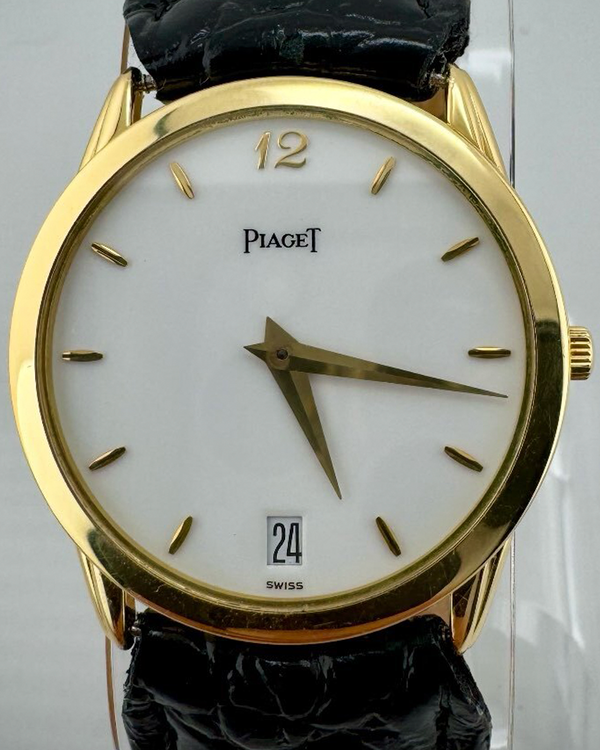No Reserve - Piaget Gouverneur 34MM Quartz White Dial Leather Strap (15073)