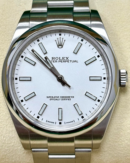 Rolex Oyster Perpetual 39MM White Dial Oyster Bracelet (114300)