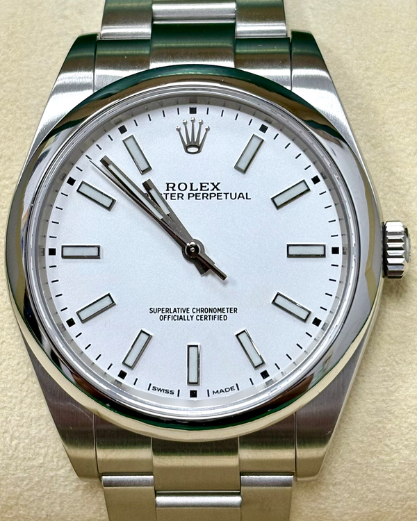 Rolex Oyster Perpetual 39MM White Dial Oyster Bracelet (114300)