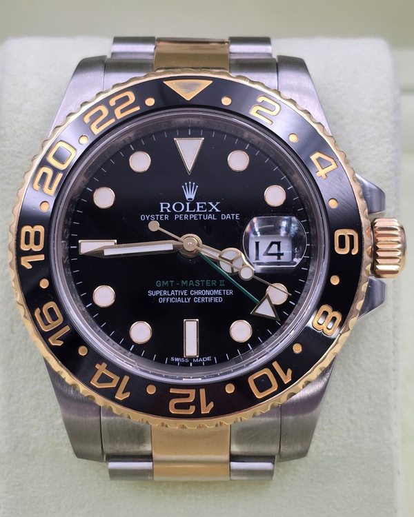 2010 Rolex GMT-Master II 40MM Black Dial Two-Tone Oyster Bracelet (116713LN)