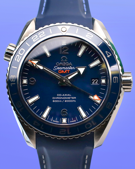 2023 Omega Seamaster Planet Ocean 600M GMT 43.5MM Blue Dial Rubber Strap (232.92.44.22.03.001)