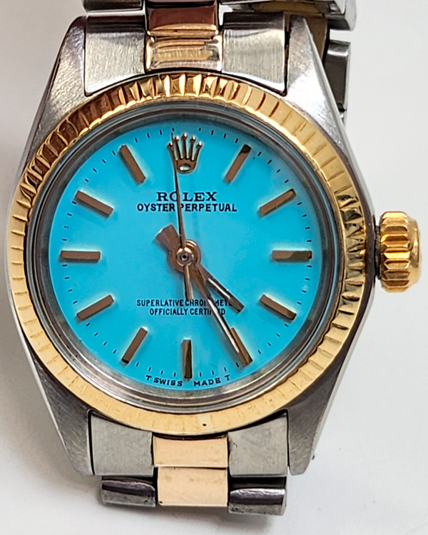 Rolex Oyster Perpetual 24MM Blue Dial Two-Tone Oyster Bracelet (6618)