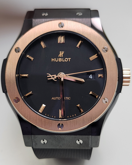 Hublot Classic Fusion Ceramic King Gold 42MM Black Dial Rubber Strap (542.CO.1181.RX)