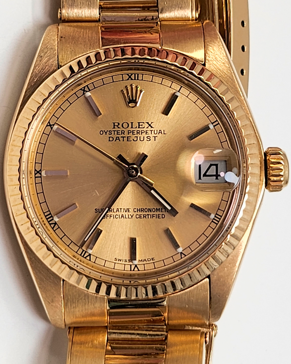 Rolex Datejust 31MM Champagne Dial Yellow Gold Oyster Bracelet (6827)