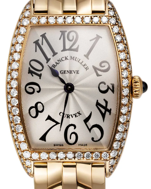 Franck Muller Cintrée Curvex 25MM Quartz Silver Dial Yellow Gold Bracelet (1752 QZ D)