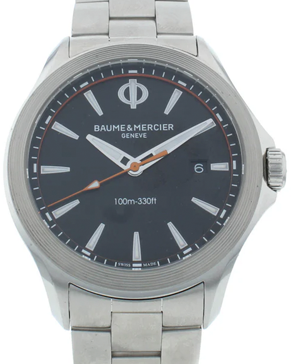 Baume & Mercier Clifton Club 42MM Quartz Black Dial Steel Bracelet (M0A10412)
