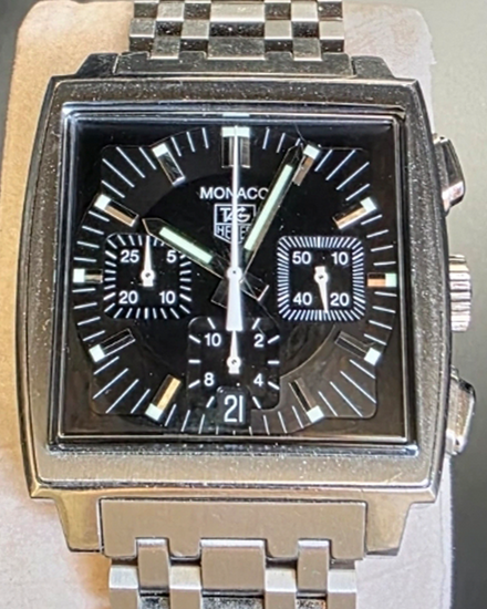 2007 Tag Heuer Monaco Calibre 17 39MM Black Dial Steel Bracelet (CW2111.BA0780)