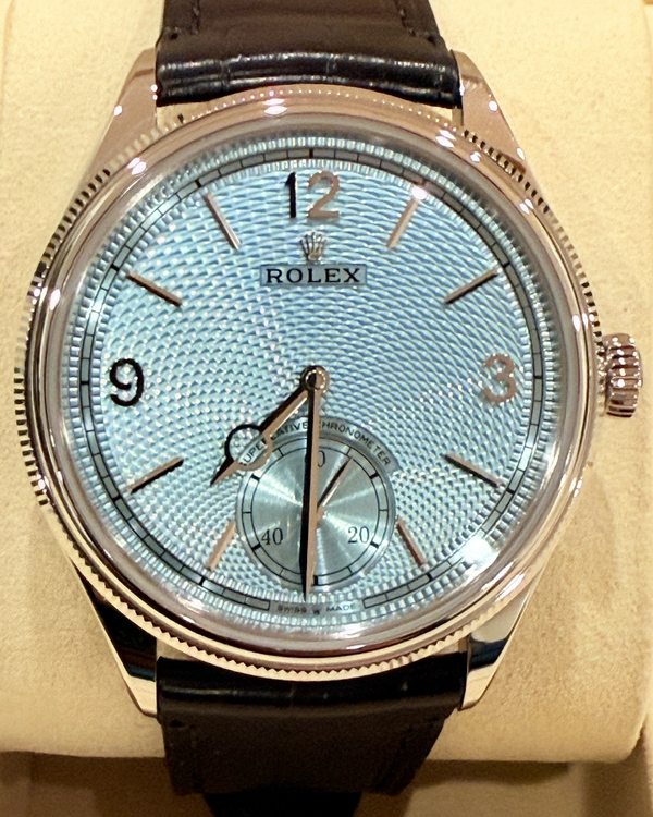 2025 Rolex Perpetual 1908 39MM Ice-Blue Dial Leather Strap (52506)
