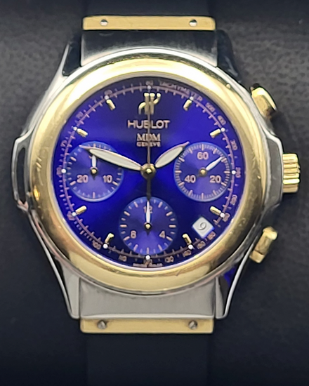 Hublot Classic MDM Elegant Chronograph 40MM Blue Dial Rubber Strap (1810.2)