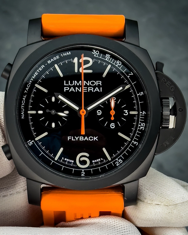 Panerai Luminor Chrono Flyback Ceramic 44MM Black Dial Rubber Strap (PAM01298)