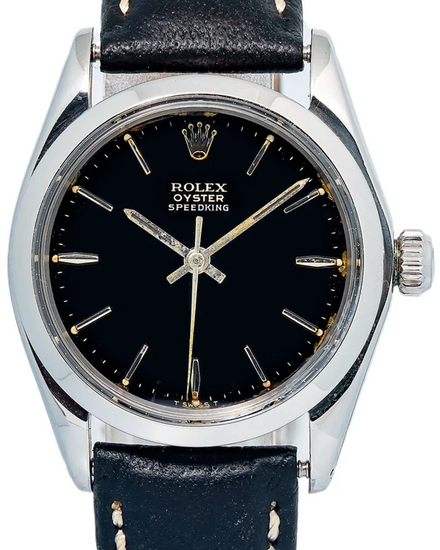 Rolex Oyster Precision Speedking 31MM Black Dial Aftermarket Leather Strap (6430)