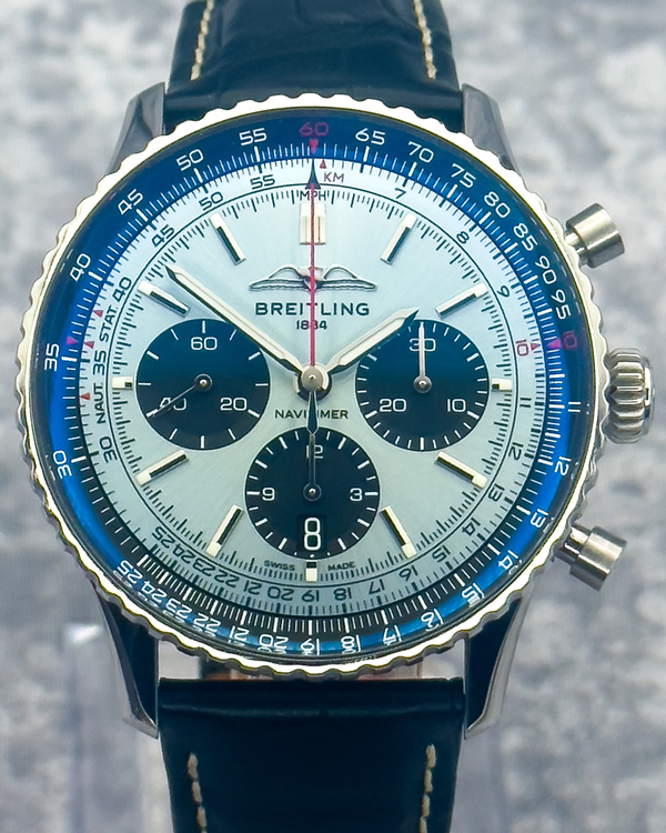 2022 Breitling Navitimer B01 Chronograph 43MM Ice-Blue Dial Leather Strap (AB0138241C1P1)