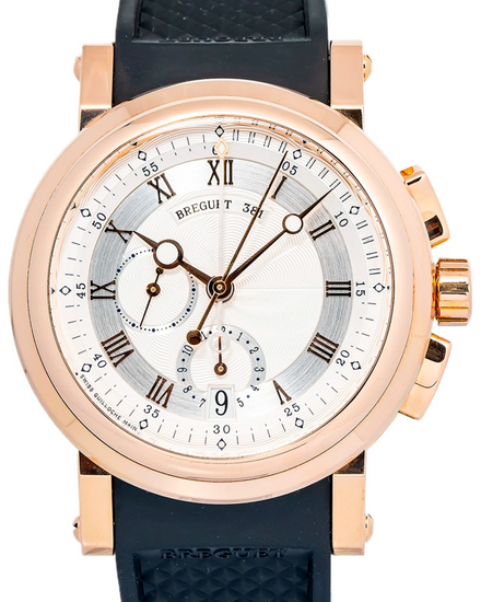 Breguet Marine Chronograph 42MM Silver Dial Rubber Strap (5827BR/12/5ZU)