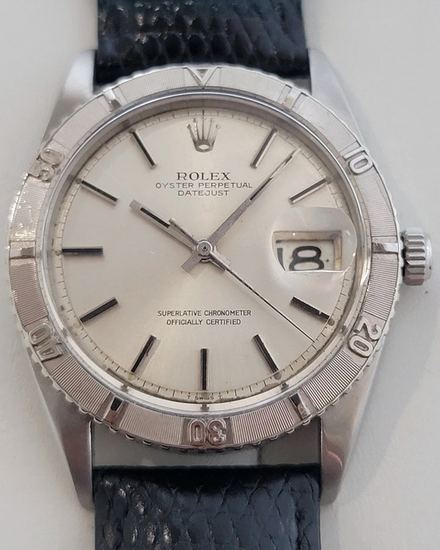 Rolex Datejust Turn-O-Graph 36MM Silver Dial Aftermarket Leather Strap (1625)