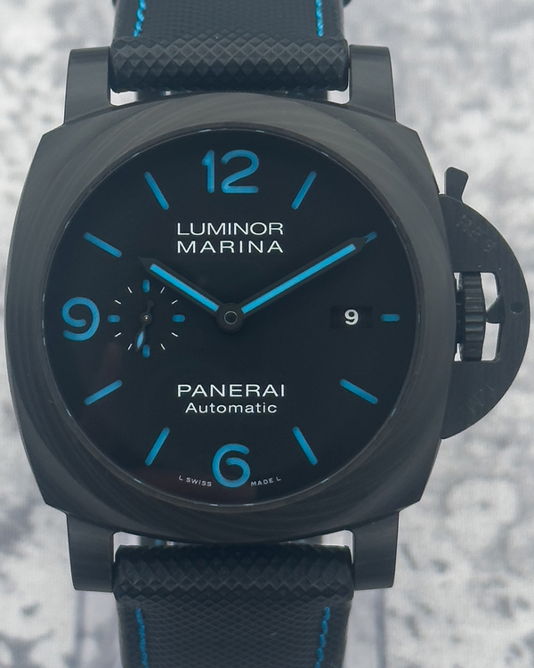 2021 Panerai Luminor Marina 1950 3 Days Carbotech 44MM Black Dial Textile Strap (PAM01661)