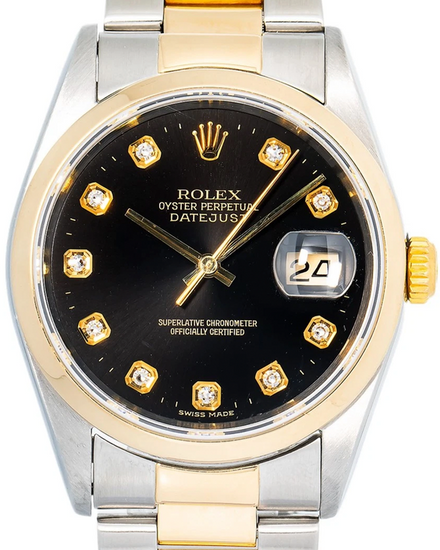 Rolex Datejust 36MM Black Dial Two-Tone Oyster Bracelet (16203)