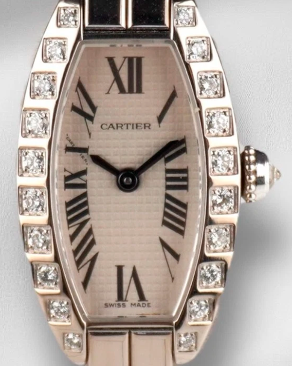 Cartier Lanières Mini Tonneau 27MM Quartz Silver Dial White Gold Bracelet (WJ2004W3)