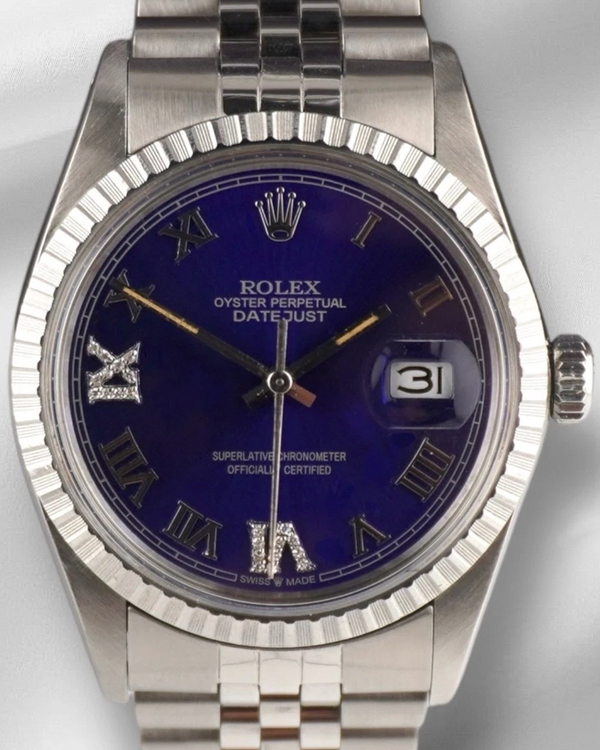 Rolex Datejust 36MM Aftermarket Blue Dial Aftermarket Steel Bracelet (16030)