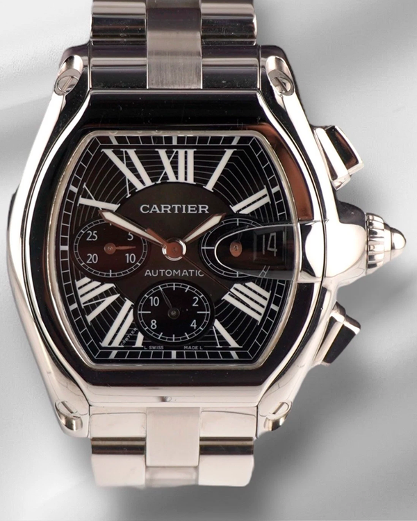 Cartier Roadster Chronograph 43MM Black Dial Steel Bracelet (2618)