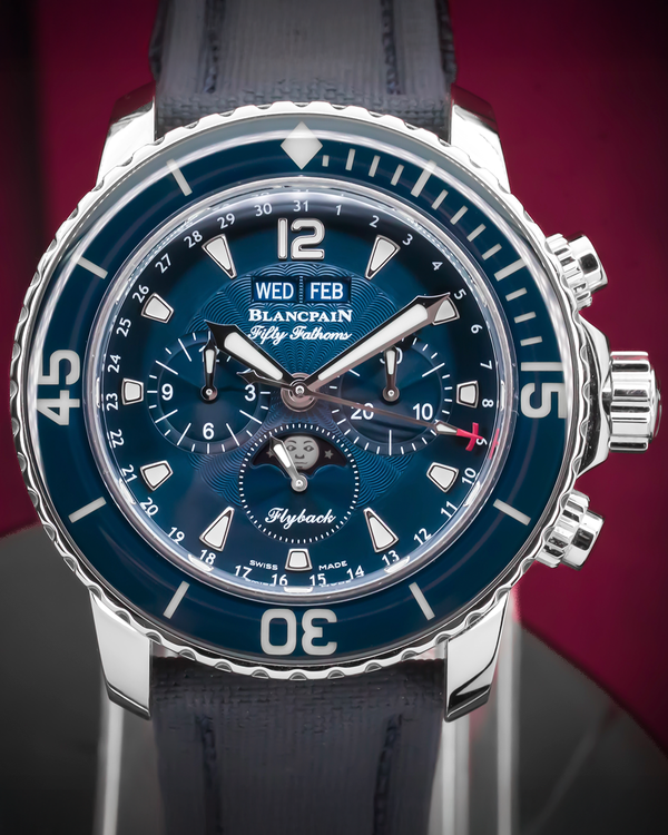 2021 Blancpain Fifty Fathoms Chronographe Flyback Quantième Complet 45MM Blue Dial Textile Strap (5066F-1140-52B)